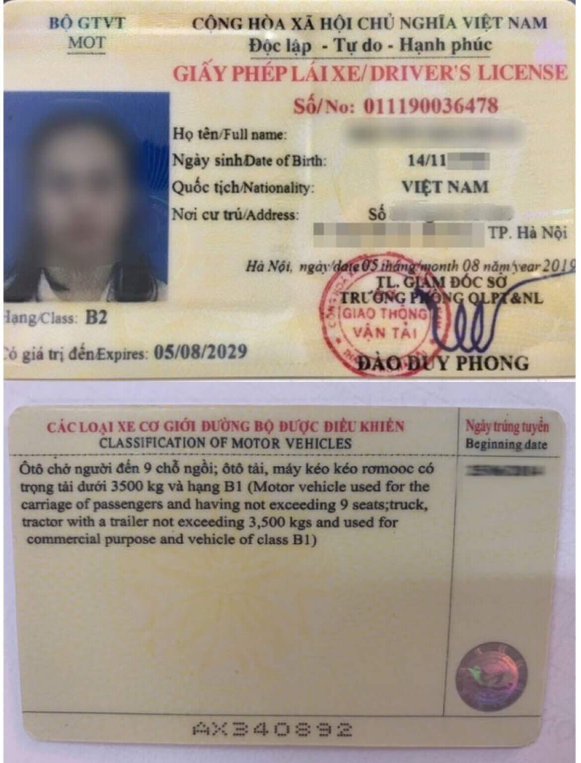 Bằng lái xe ô tô hạng B2